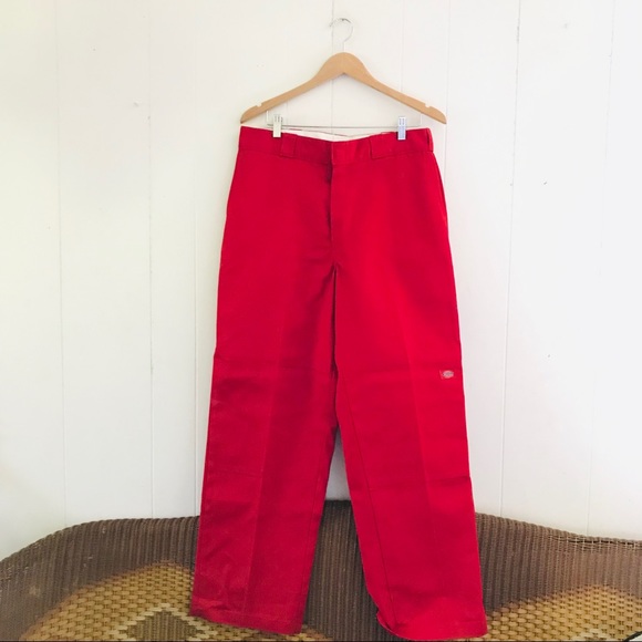 red dickies pants double knee